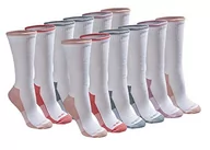 Skarpetki damskie - Dickies Dritech Advanced Moisture Wicking Crew Skarpety damskie Dritech (6/12 sztuk), Biały z niebieskawym (12 par), Shoe Size: 6-9 - miniaturka - grafika 1