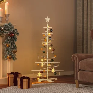 vidaXL Drewniana choinka do udekorowania, 125 cm, lite drewno sosnowe - Choinki - miniaturka - grafika 1