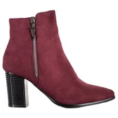 Botki damskie - Zamszowe Botki Z Suwakiem VINCEZA czerwone - Vinceza - miniaturka - grafika 1