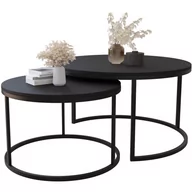 Ławy i stoliki kawowe - Komplet 2 czarnych okrągłych stolików kawowych - Onrero 3X - miniaturka - grafika 1