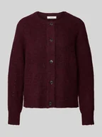 Swetry damskie - Kurtka o kroju regular fit z dzianiny z mieszanki wełny z dodatkiem wełny z alpaki model ‘LULU’ - miniaturka - grafika 1