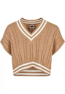Bluzy damskie - Urban Classics Damska bluza damska Cropped Knit College Slipover, beżowy unionowy, XL - grafika 1