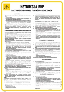 IAE25 INSTRUKCJA BHP PRZY MAGAZYNOWANIU ŚRODKÓW CHEMICZNYCH, PN - PŁYTA PCV 1MM; (245X350MM) - Instrukcje stanowiskowe BHP - miniaturka - grafika 1