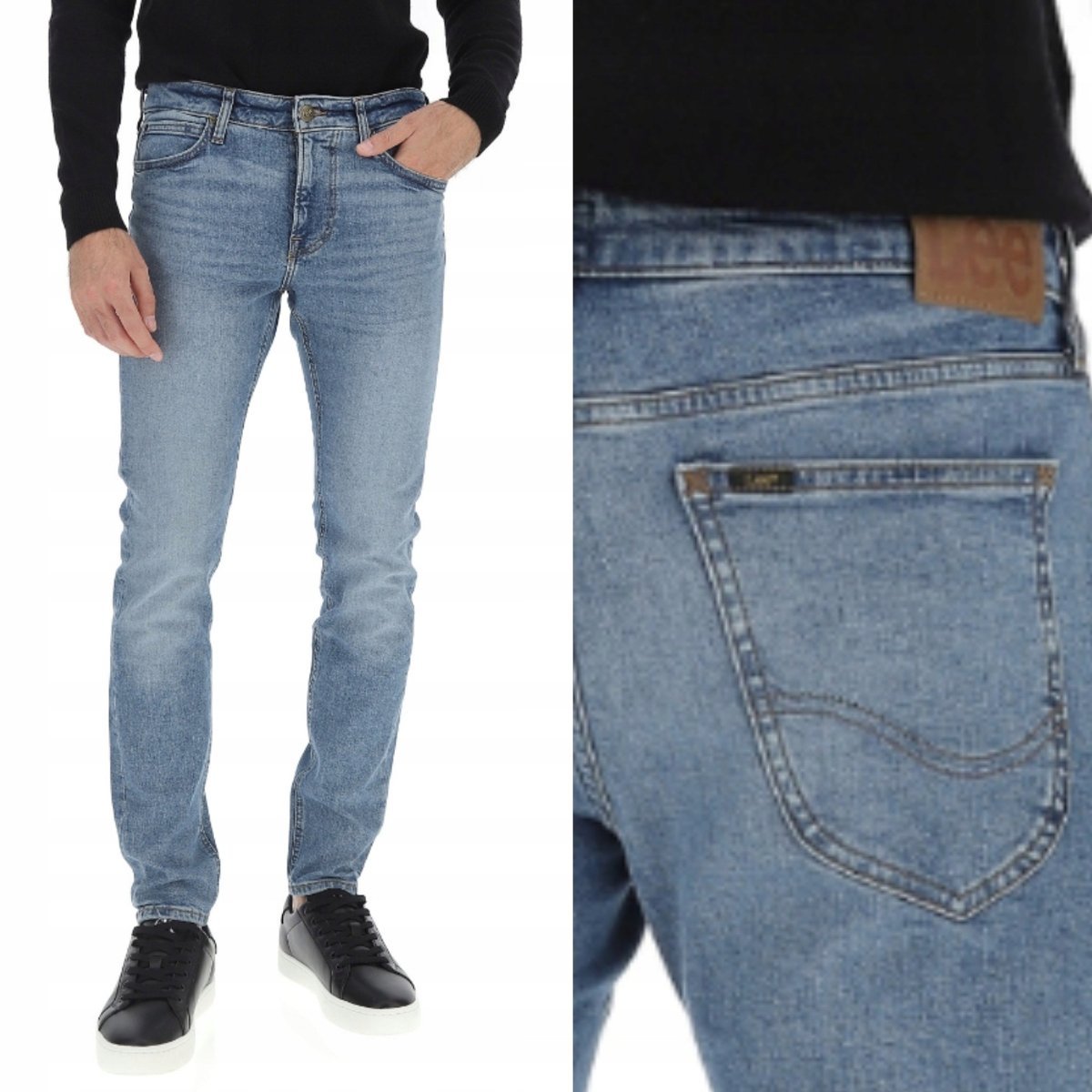 Lee MALONE SKINNY Wailer BLUE DżINS spodnie jeansowe rurki W27 L32