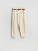 Spodnie damskie - Reserved - Jeansy paperbag z paskiem - beżowy - miniaturka - grafika 1