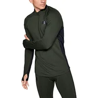 Koszulki męskie - Under Armour męska koszulka z długim rękawem Coldgear 1/2 z zamkiem błyskawicznym, barokowa zieleń/czarna (310), SM - miniaturka - grafika 1