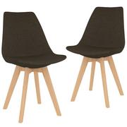 Krzesła - vidaXL Krzesła stołowe, 2 szt., ciemnobrązowe, obite tkaniną - miniaturka - grafika 1