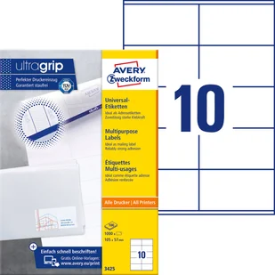 Avery zweckform zweckform Uniwersalne etykiety samoprzylepne, 105 x 57mm, białe, do drukarki, 1000 sztuk (3425) - Etykiety do drukarek - miniaturka - grafika 5