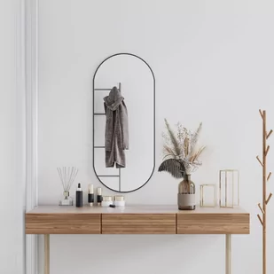 Lustro ścienne, czarne, 100x45 cm, owalne - Lustra - miniaturka - grafika 1