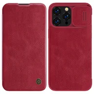 Etui i futerały do telefonów - Nillkin Qin Leather Pro Case etui iPhone 14 Pro Max osłona na aparat kabura pokrowiec obudowa z klapką czerwony - miniaturka - grafika 1