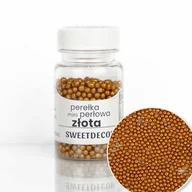 Dodatki do ciast w proszku - Posypka cukrowa PEREŁKI MINI PERŁOWE ZŁOTE CIEMNE Sweet Decor, 40 g - miniaturka - grafika 1