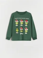 Bluzki dla chłopców - Reserved - Świąteczny longsleeve Grinch - ciemnozielony - miniaturka - grafika 1