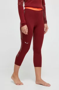Salewa legginsy funkcyjne kolor bordowy - Spodnie sportowe damskie - miniaturka - grafika 1