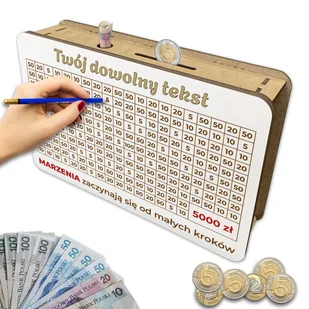 Skarbonka wykreślana wyzwanie oszczędzanie twój dowolny tekst Cel 5000 zł - Skarbonki Skarbonka wykreślana wyzwanie oszczędzanie twój dowolny tekst Cel 5000 zł - Skarbonki - miniaturka - grafika 1