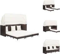Sofy i kanapy - vidaXL Rozkładana sofa 3-osobowa z dachem z rattanu brązowa - Sofy ogrodowe - miniaturka - grafika 1