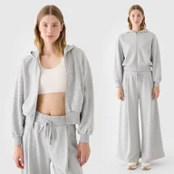 Bluzy damskie - Bluza Damska 4F Dresowa Krótka Bawełniana Szara Rozpinana 4FRSS24TSWSF2033 S Szary - miniaturka - grafika 1