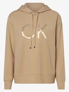 Calvin Klein - Damska bluza z kapturem, beżowy - Bluzy damskie - miniaturka - grafika 1