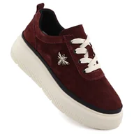 Półbuty damskie - Skórzane półbuty sportowe damskie bordowe Vinceza 41495 - miniaturka - grafika 1