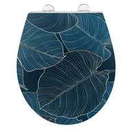 Deski sedesowe - Niebieska wolnoopadająca deska sedesowa Wenko Big Leaves, 38x45 cm - miniaturka - grafika 1