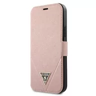 Etui i futerały do telefonów - Guess GUFLBKP12LVSATMLPI iPhone 12 Pro Max 6,7" różowy/pink book Saffiano - miniaturka - grafika 1