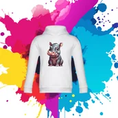 Bluzy dla dziewczynek - Bluza dziecięca typu kangurka z kapturem w kolorze białym z nadrukiem Hipcio 4 lata - miniaturka - grafika 1