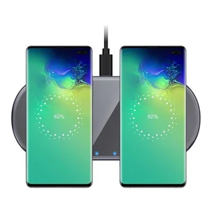 Crong Dual Fast Wireless Charger - Bezprzewodowa ładowarka indukcyjna Qi 2x15W (Shadow Black) - Ładowarki do telefonów - miniaturka - grafika 9