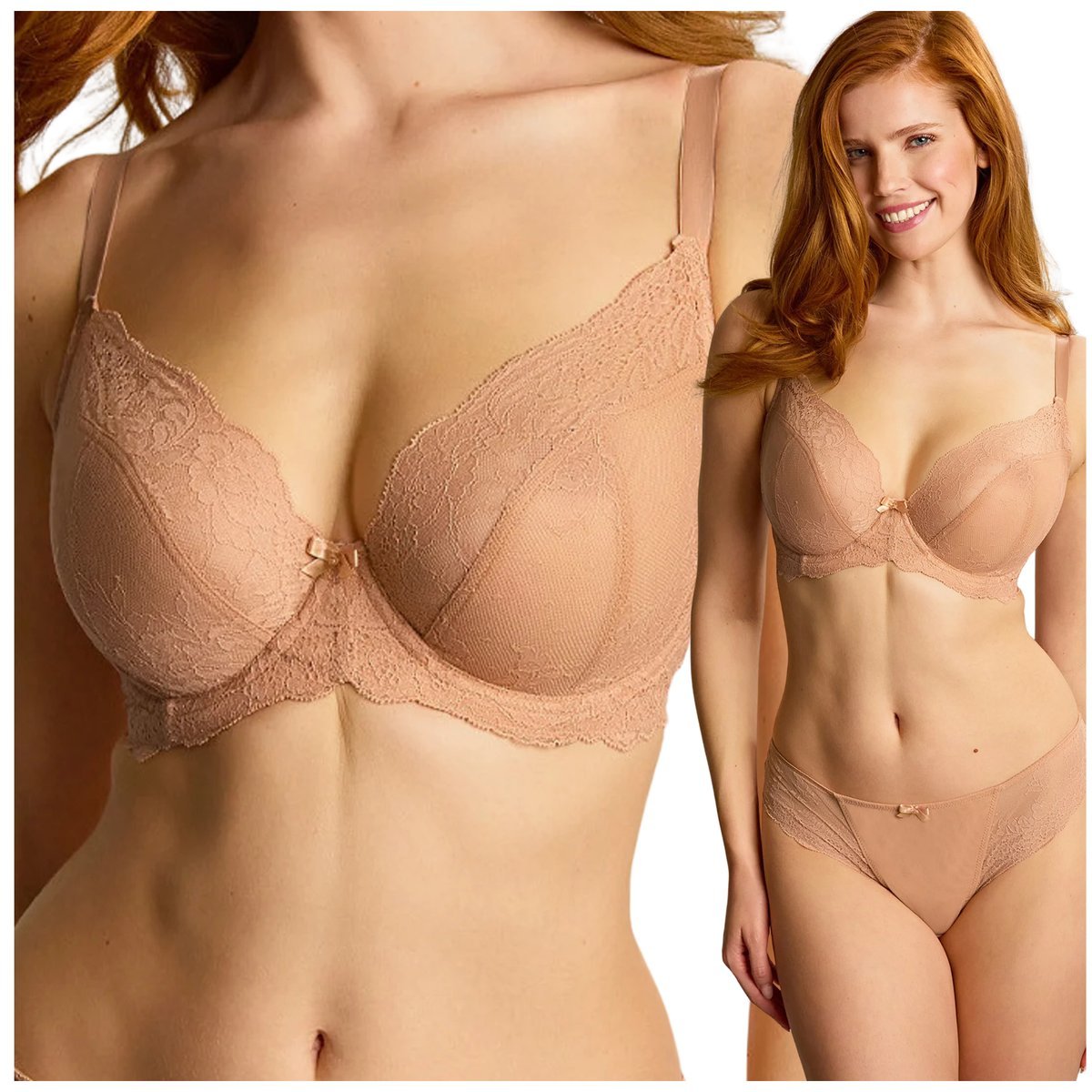 Biustonosz miękki do głębokich dekoltów koronka Panache ANA Plunge 32F/70G