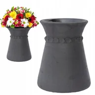 Wazony i flakony - WAZON GLINIANY 21cm na kwiaty bukiet trawe czarny skandynawski terakota - miniaturka - grafika 1