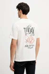 Pepe Jeans t-shirt bawełniany męski kolor beżowy z nadrukiem PM5010090 - Koszulki męskie - miniaturka - grafika 1