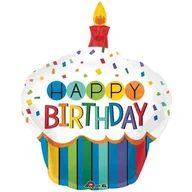 Balony i akcesoria - Amscan Balon foliowy "Cupcake Happy Birthday", 36" SHP 34442 - miniaturka - grafika 1