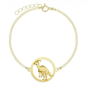 Dinozaur Parasaurolophus Pozłacana Bransoletka  - MEJK Jewellery - Biżuteria dla dzieci - miniaturka - grafika 1