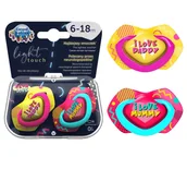 Smoczki uspokajające - CANPOL BABIES SMOCZEK SYMETRYCZNY NEON LOVE 6-18m 2szt. - miniaturka - grafika 1
