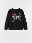 Bluzki dla chłopców - Reserved - Koszulka longsleeve NASA - czarny - miniaturka - grafika 1