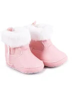 Buty dla dziewczynek - Kozaczki niemowlęce niechodki na rzepy z futerkiem różowe 0-6 miesięcy YOCLUB - miniaturka - grafika 1