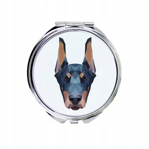 Doberman Lusterko kieszonkowe Pies geometryczny - Lusterka do makijażu - miniaturka - grafika 1