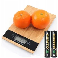 Wagi kuchenne - Waga Kuchenna Bambusowa elektroniczna mała drewniana 5kg do kawy baterie - miniaturka - grafika 1