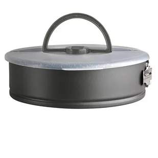 Tortownica 26 cm z plastikową pokrywą i uchwytem czarno-szara - Formy do ciast - miniaturka - grafika 1