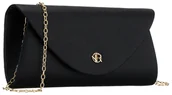 Torebki damskie - Kopertówka damska mała ROVICKY elegancka wieczorowa wesele sylwester złoty łańcuszek czarna - miniaturka - grafika 1