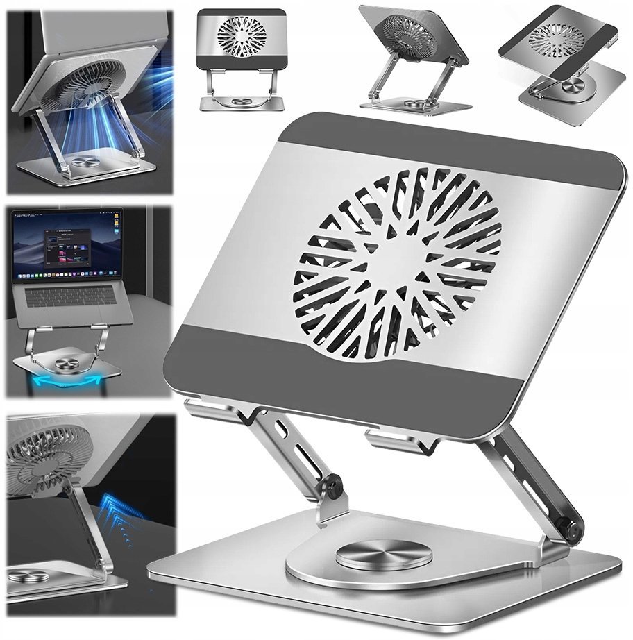Podstawka chłodząca TECKIN Podstawka chłodząca pod laptopa 360 regulowana aluminiowa z wentylatorem