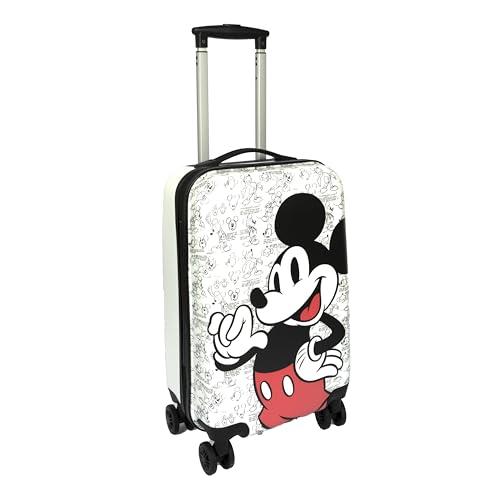 Undercover - Mickey Mouse walizka podróżna – walizka na kółkach z 4 podwójnymi kółkami – zamek TSA – 1 kieszeń z pasami napinającymi – 1 kieszeń z zamkiem błyskawicznym, biały, Walizka z poliwęglanu