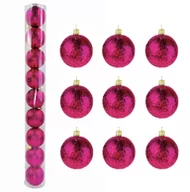 Bombki - BOMBKI CHOINKOWE PLASTIKOWE RÓŻOWE BROKATOWE 60 MM ZESTAW 9 SZT BOMBKI I OZDOBY CHOINKOWE - miniaturka - grafika 1