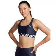 Bielizna sportowa damska - Biustonosz treningowy Under Armour UA Hg Authentics Mid Branded - granatowy - UNDER ARMOUR - miniaturka - grafika 1