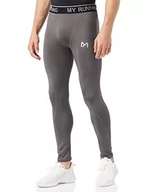 Koszulki męskie - MEETYOO Legginsy męskie, sportowe rajstopy kompresyjne szybkoschnące warstwa bazowa spodnie treningowe do biegania jazdy na rowerze treningu siłowni, Szary-1, M - miniaturka - grafika 1