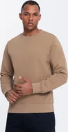 Bluzy męskie - Ombre Męska bluza dresowa BASIC z okrągłym dekoltem - brązowa V2 OM-SSBN-0175 XL - miniaturka - grafika 1
