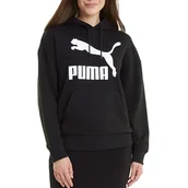 Bluzy sportowe damskie - Bluza Puma Classics Logo 53007401 - czarna - miniaturka - grafika 1