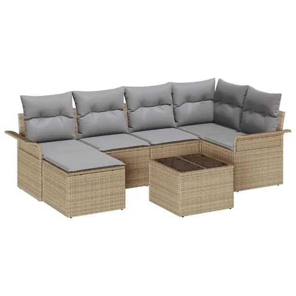 Zestaw Sof Ogrodowych Modular Flexibility, Beżowy i Jasnoszary, 4 Osoby