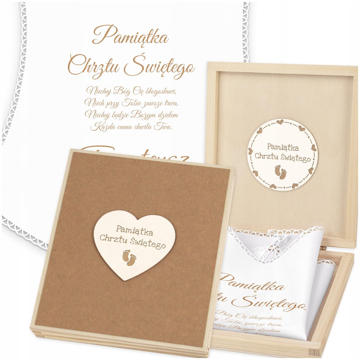 Szatka do Chrztu z Imieniem Biała Szatka na Chrzest + PUDEŁKO szt