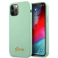 Etui i futerały do telefonów - Guess GUHCP12LLSLMGGN iPhone 12 Pro Max 6,7" zielony/green hardcase Metal Logo Script GUE001067 - miniaturka - grafika 1