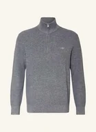 Swetry męskie - Gant Sweter Typu Troyer grau - GANT - miniaturka - grafika 1