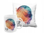 Gadżety dla niej i dla niego - ZESTAW PODUSZKA + KUBEK Prezent KOSZYKÓWKA NBA BASKETBALL + IMIĘ - miniaturka - grafika 1